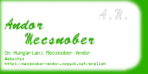 andor mecsnober business card